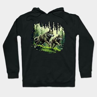 wolves running through the forest Hoodie